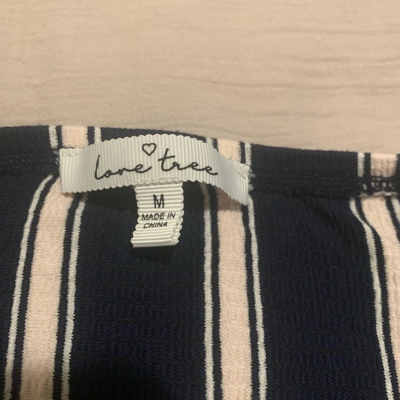 Love Tree Navy and Cream Striped Garment Romper - Picture 8 of 10